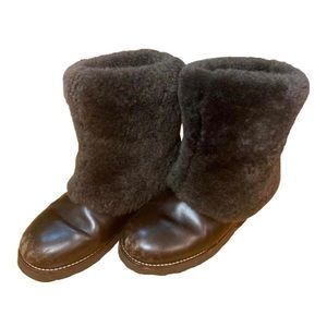 UGG Fur and Leather Brown Boots